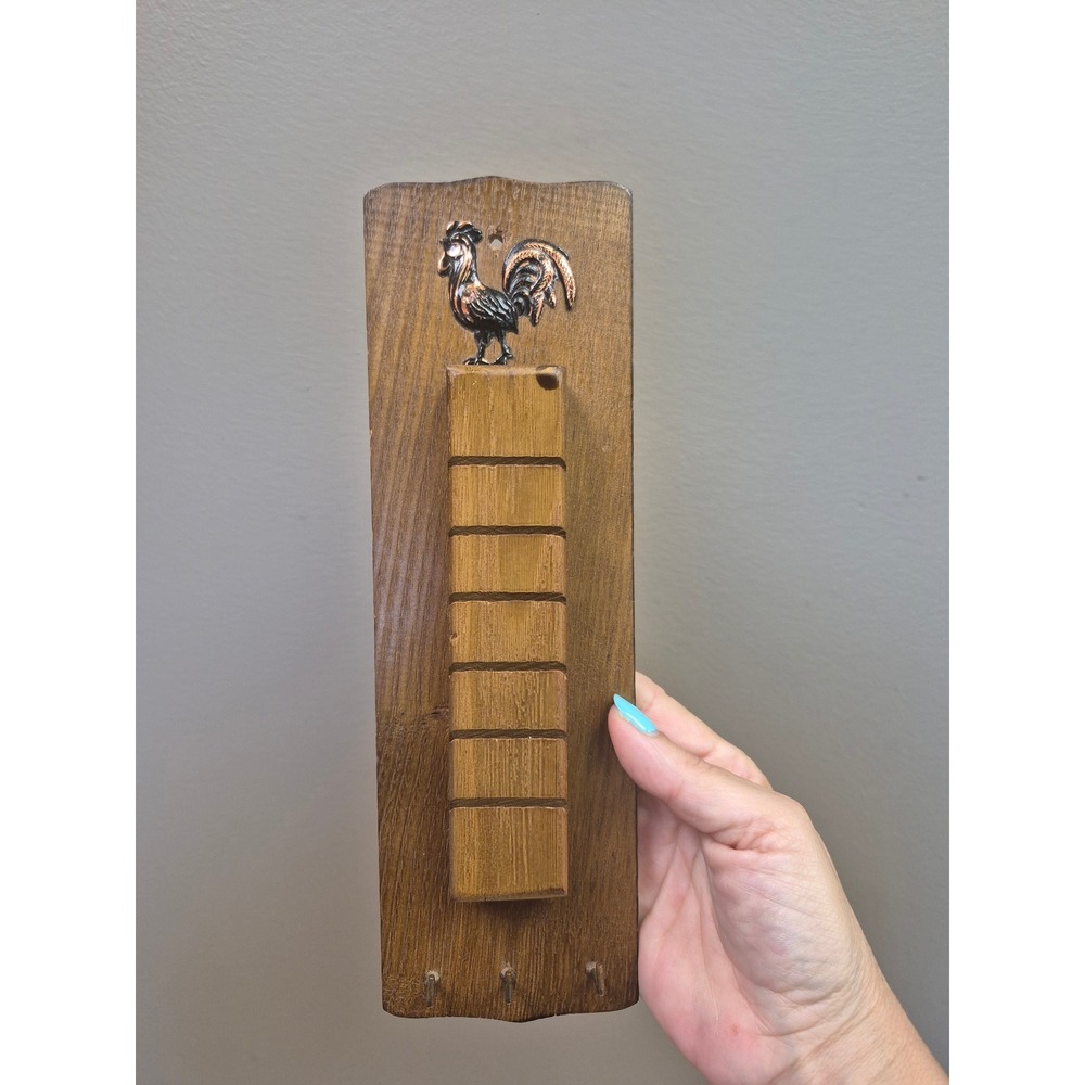Vintage Wood Mail Organizer Key Rack Wall Mount Rooster Farmhouse Decor Entryway